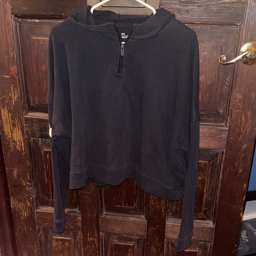 UA Black Casual Quarter Zip Boxy Hoodie